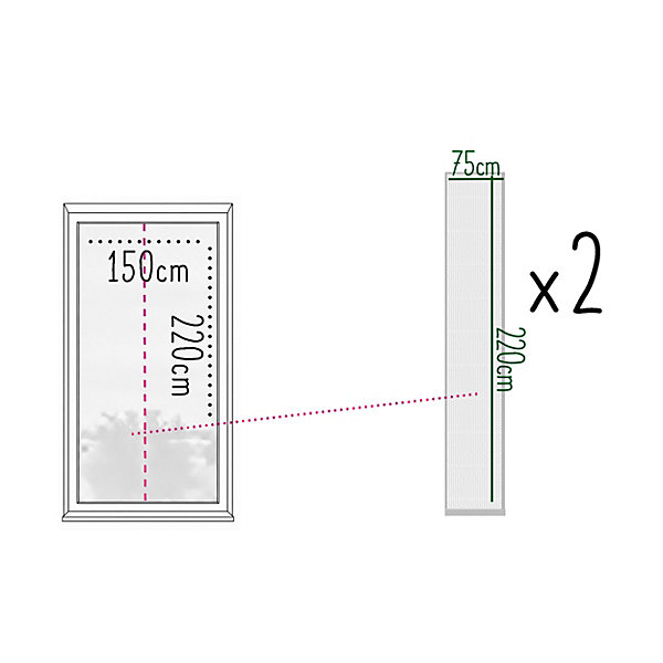 Lot de 2 Moustiquaire de porte 75 x 220 cm avec Fixation auto-agrippante, protection contre moustiques, mouches et araignées