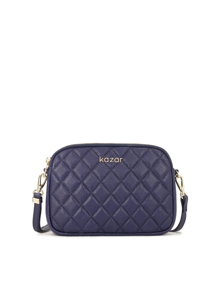 Navy blue small handbag with quilted pattern