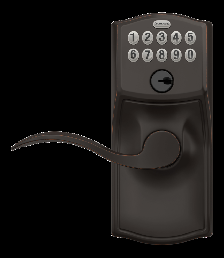 Schlage Camelot Electronic Keypad Door Lock with Accent Lever, Aged Bronze