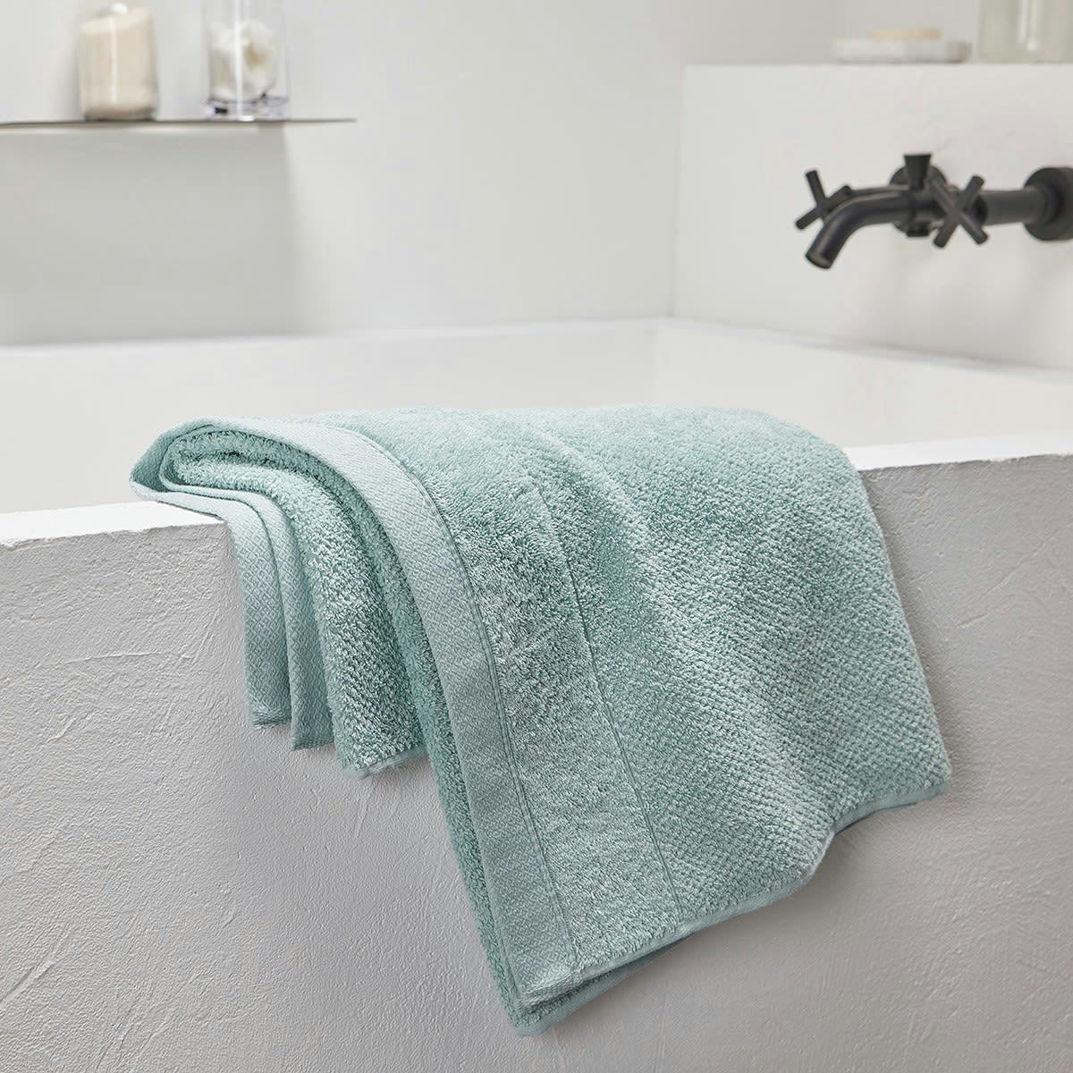 BIO ORGANIC - Serviette de bain uni en Coton Vert 50x90 cm