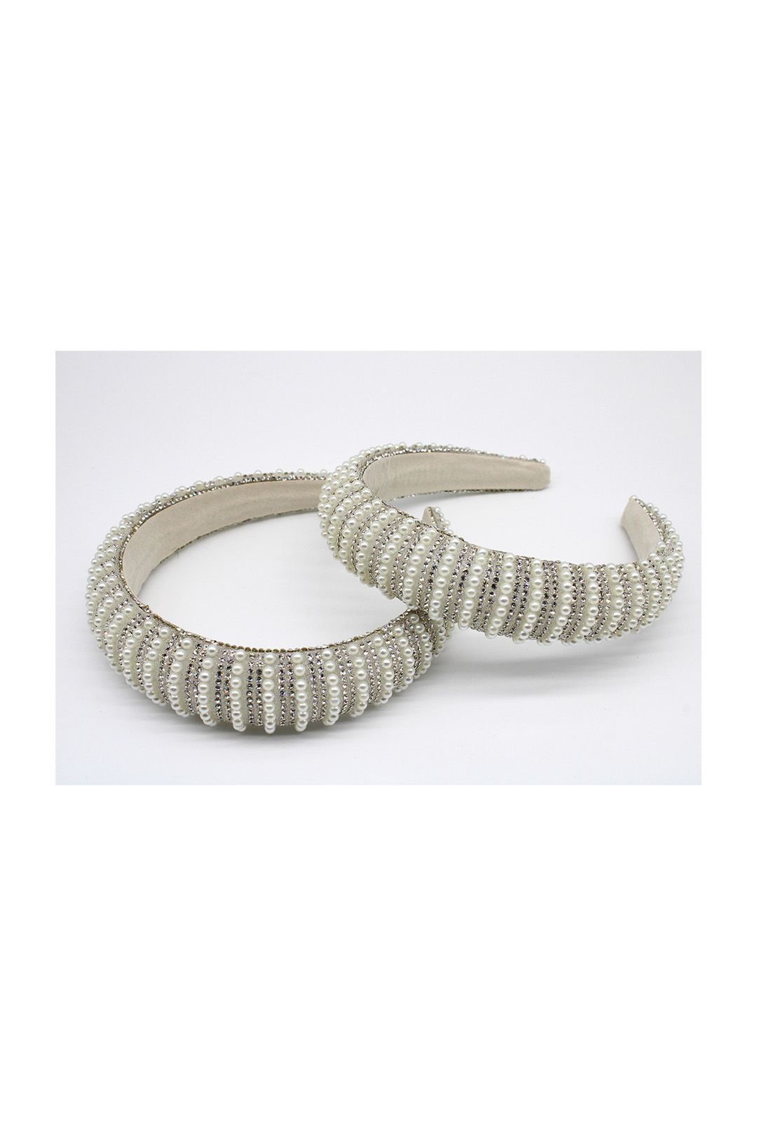 Vellin Striped Pearl and Crystal Embellished Headband