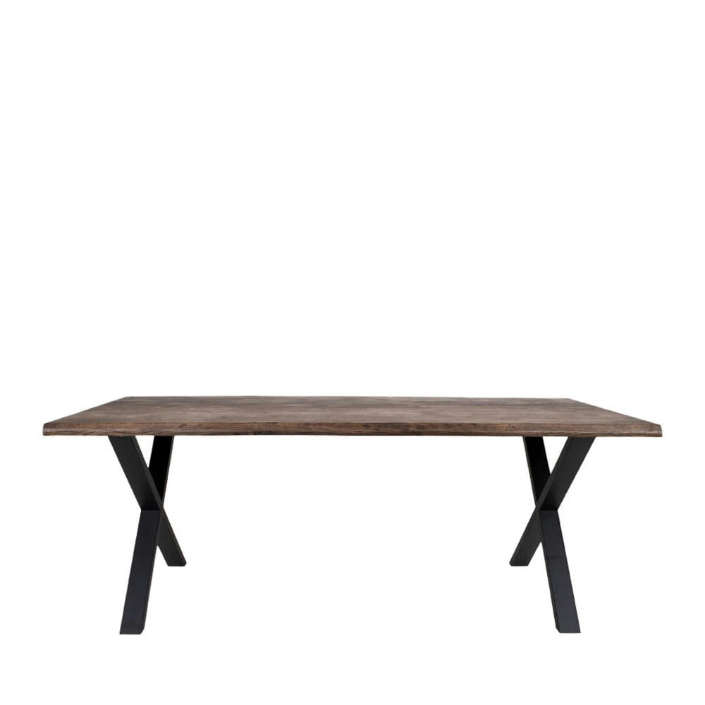 TOULON - Table à manger en bois et métal 200x95cm bois foncé  et  noir