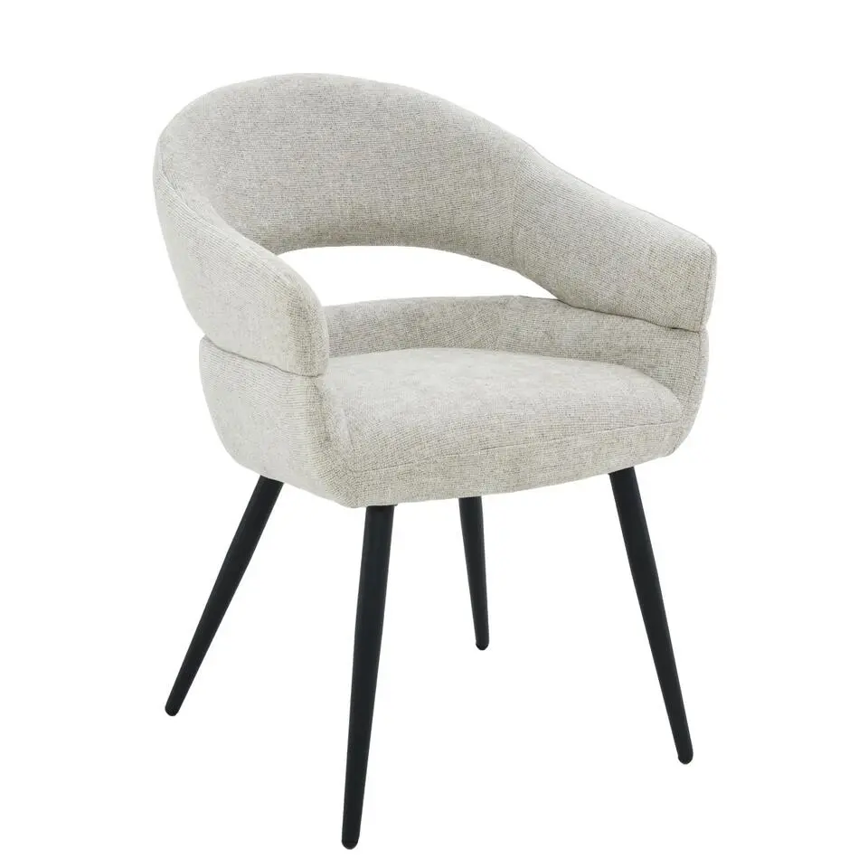 Eetkamerstoel Beige Stof - Zithoogte 51cm - Megan - Set van 2