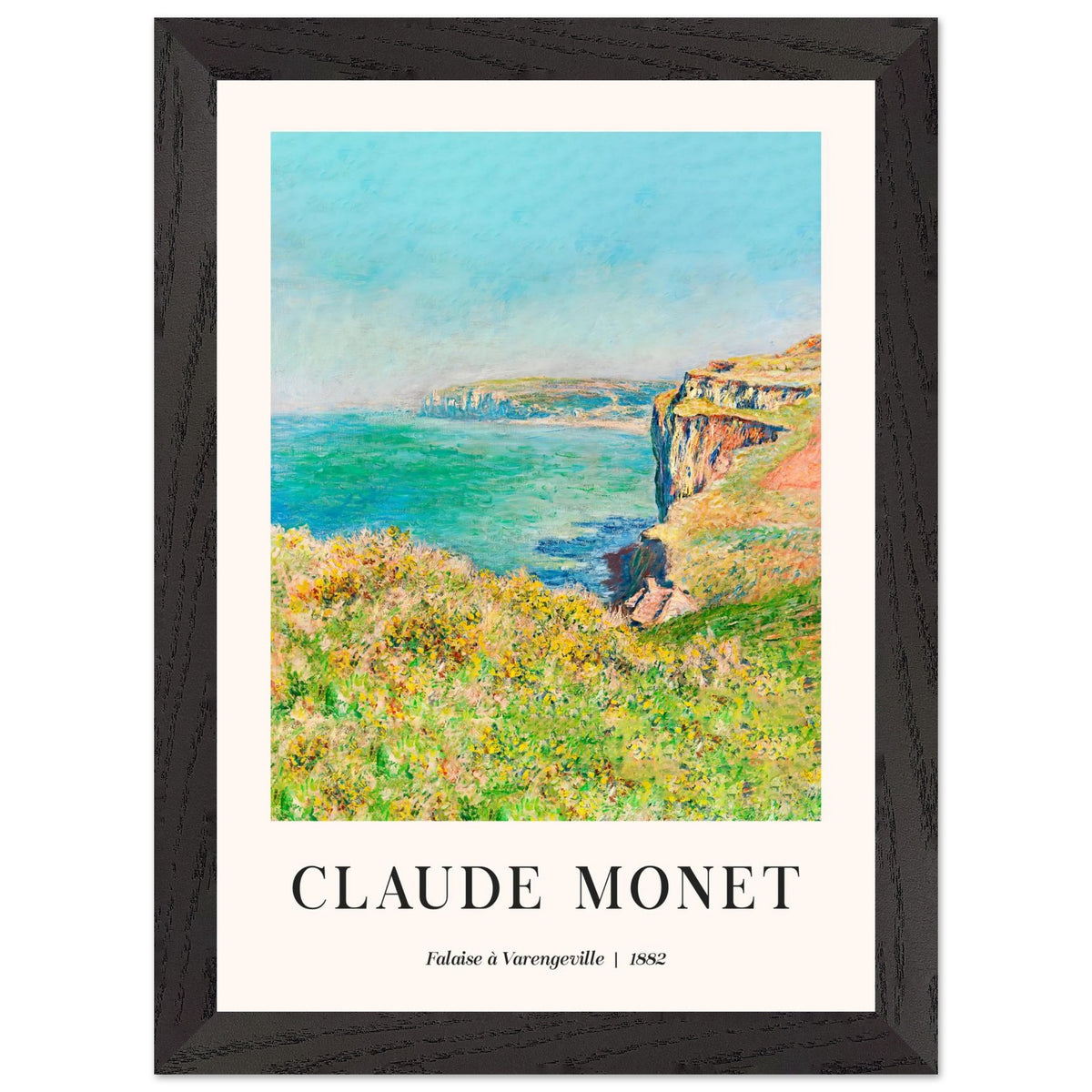 Artfulprints Poster met Lijst Claude Monet - Falaise à Varengeville  - A4 21x29.7 cm - Meerkleurig