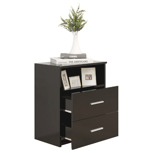 NNEVL Bed Cabinets 2 pcs Black 50x32x60 cm