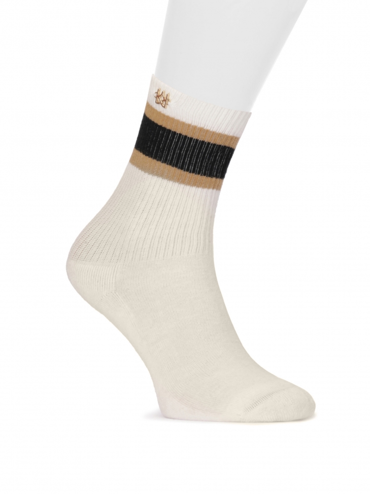 Elegant socks with stripes on the welt