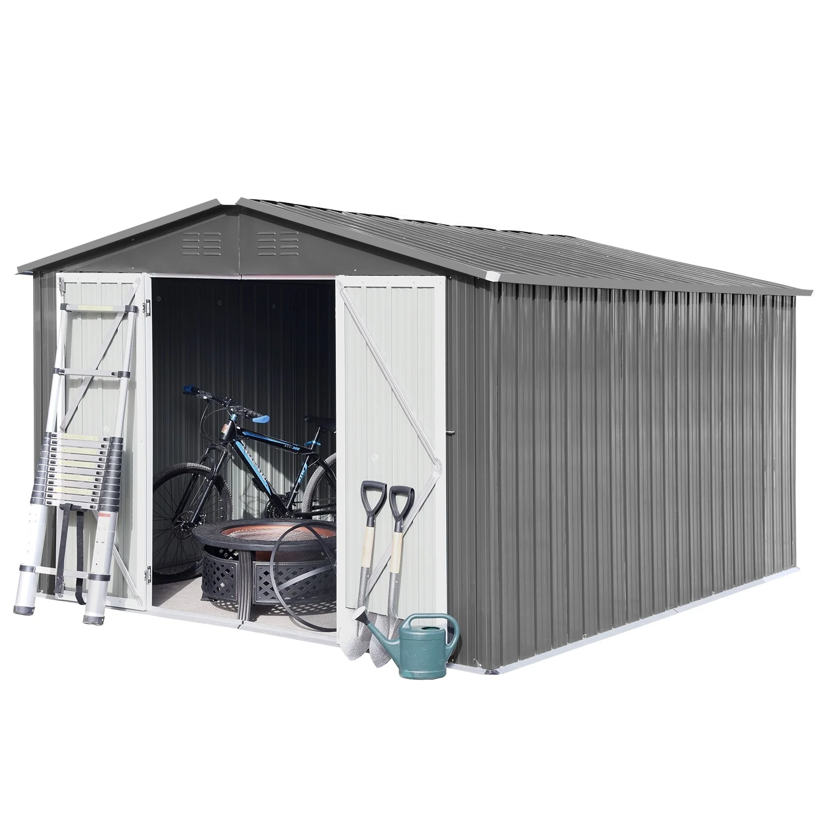 GDFStudio - Ryder Metal Garden Shed 10ft x 12ft Outdoor Storage Shed