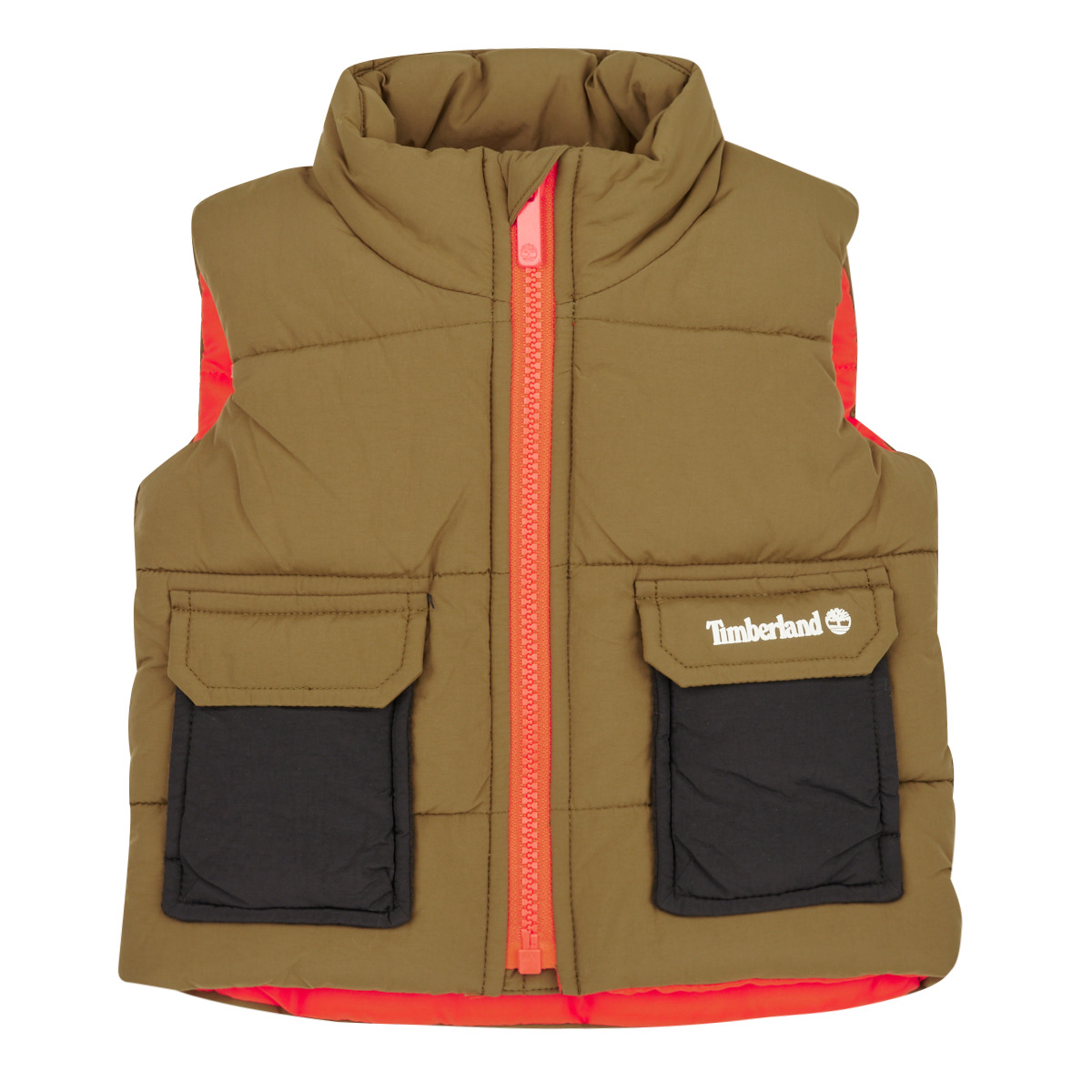 Timberland - DOUDOUNE SANS MANCHES T60341 - Kaki / Black / Orange