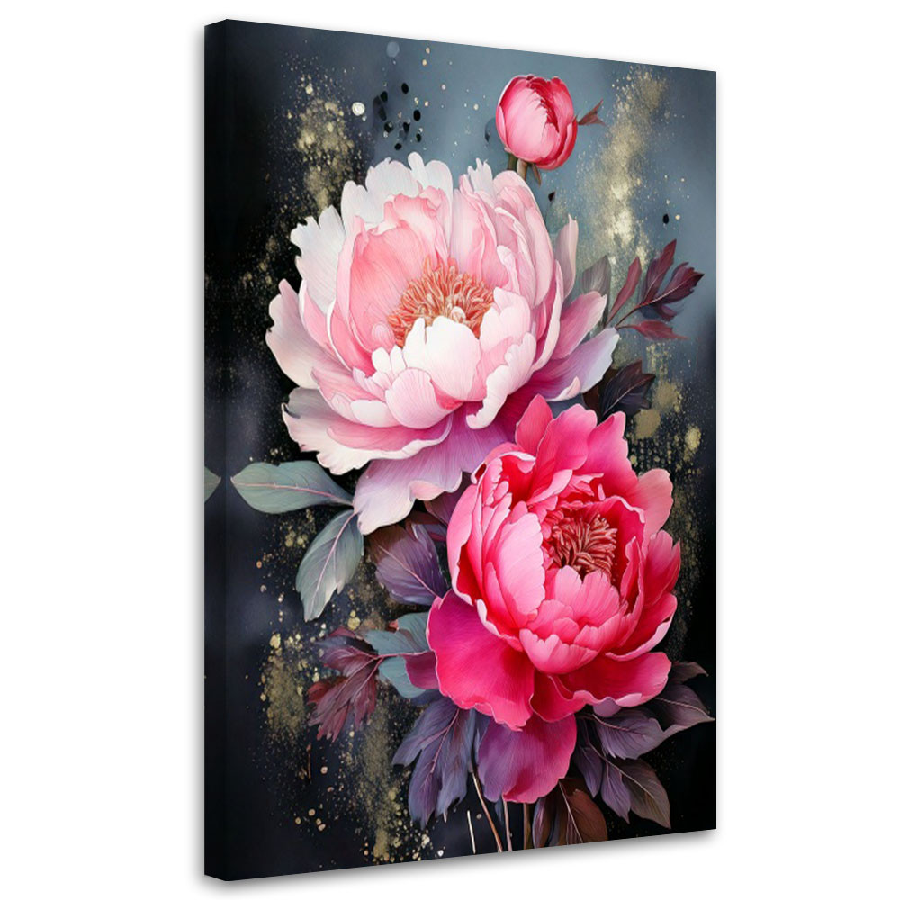 Feeby Obraz do salonu sypialni, Piwonie Róż Jasny Glamour 40x60