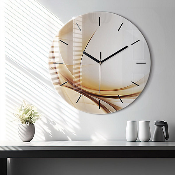 Horloge murale Wallfluent fi60 cm Aiguilles noires Abstraction dorée 1 pcs
