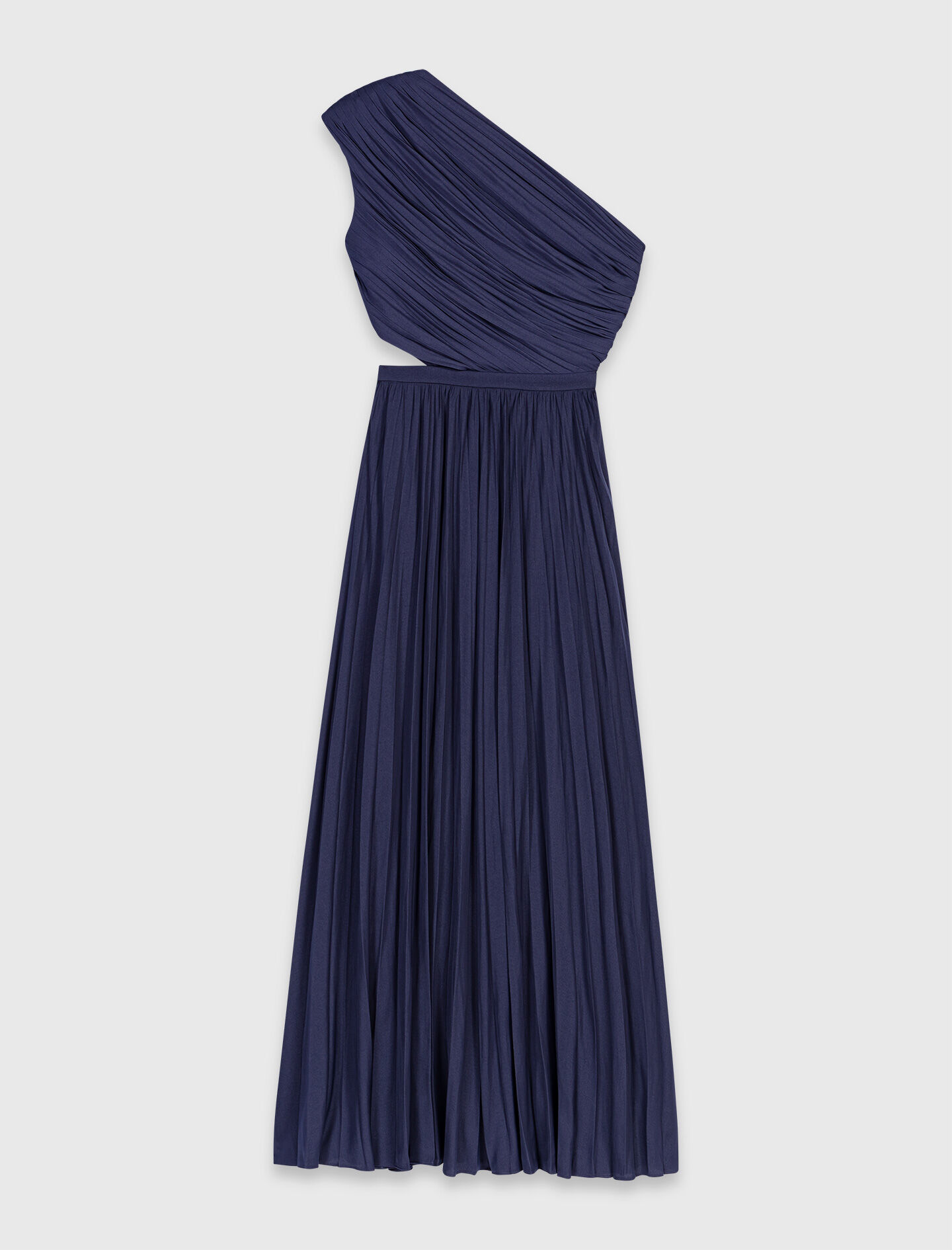 Robe longue plissée asymétrique