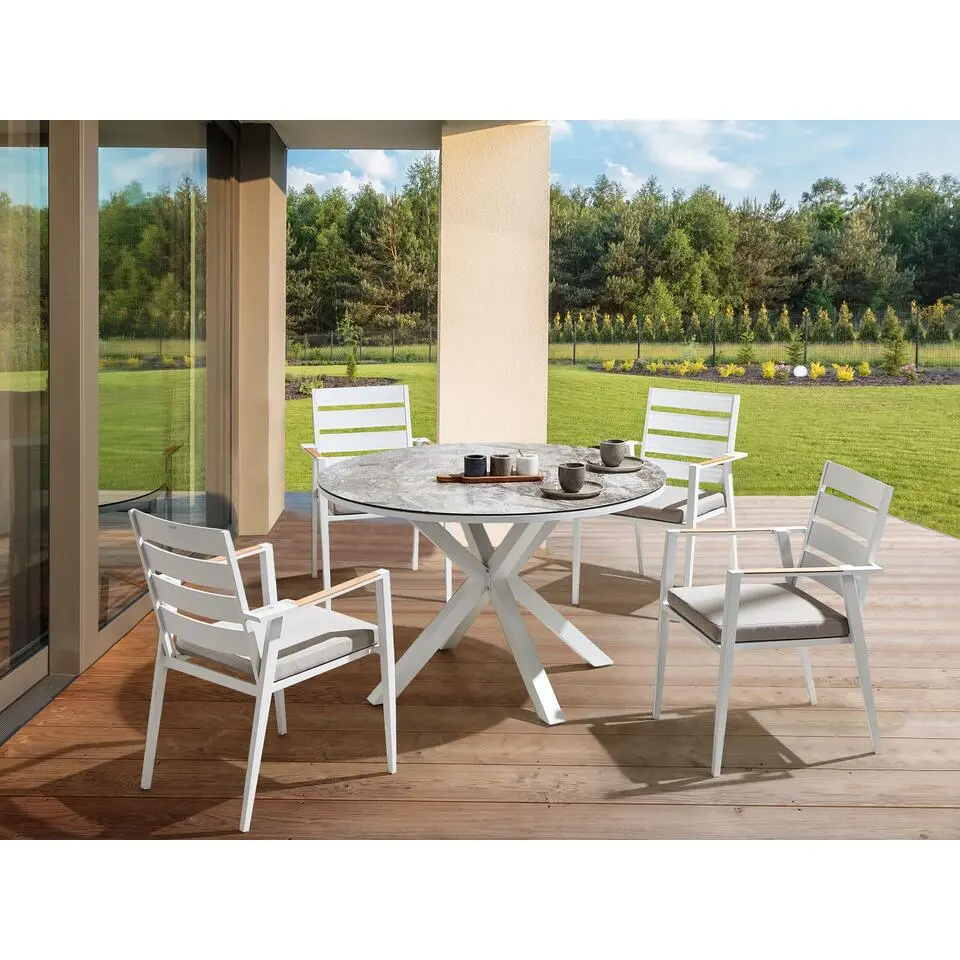 MALETTO - Tuintafel - Wit/Marmer effect - ? 120 cm - Aluminium