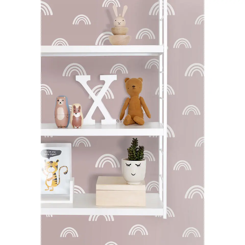 ESTAhome behang regenboogjes oudroze - 53 cm x 10.05 m