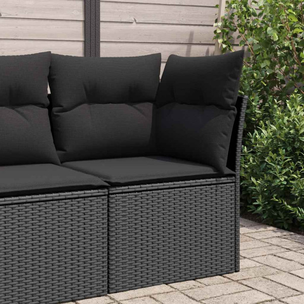 Sofa Ogrodowa Czarna z Poduszkami Fotel Siedzisko Na Taras Balkon
