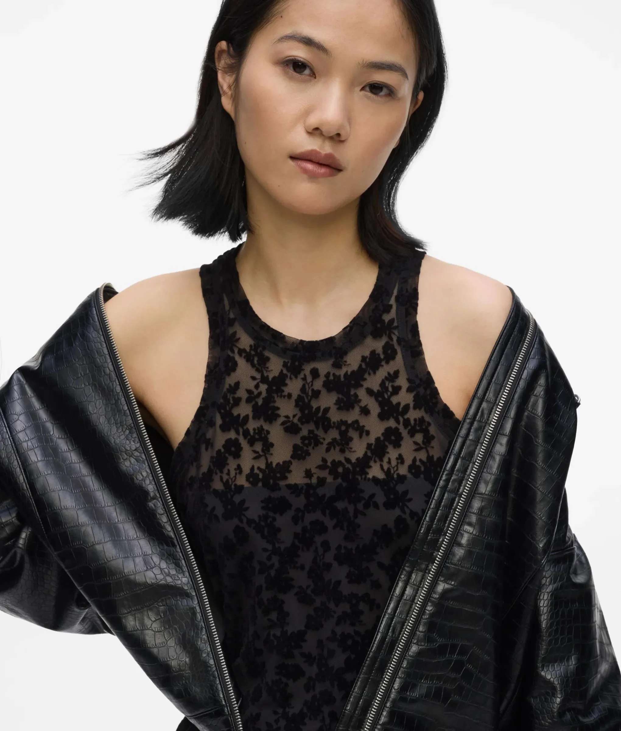 Robe débardeur en maille à motif floral