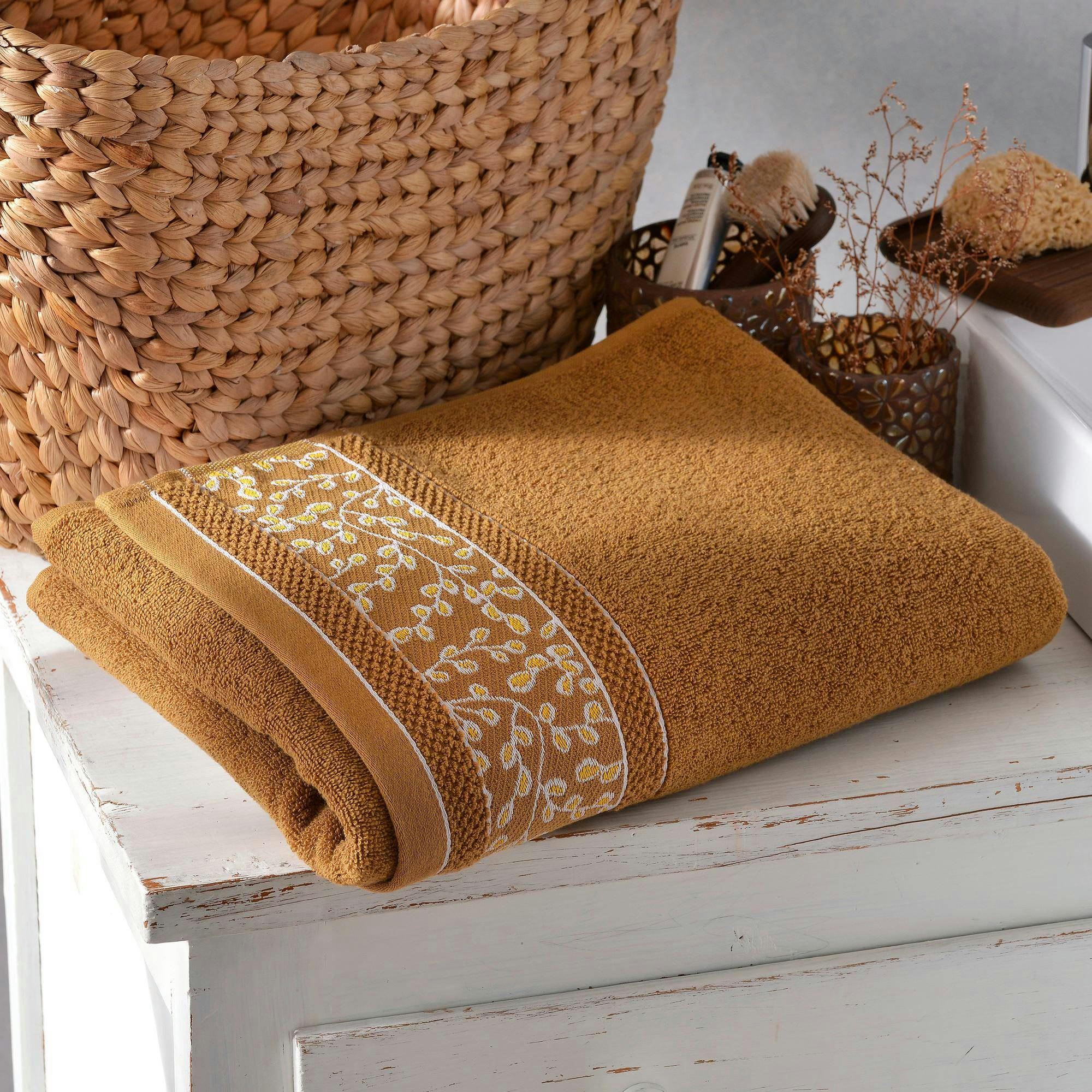 HERBAL - Lot de 2 gants de toilette 15x21 marron noisette en coton 450 g/m²