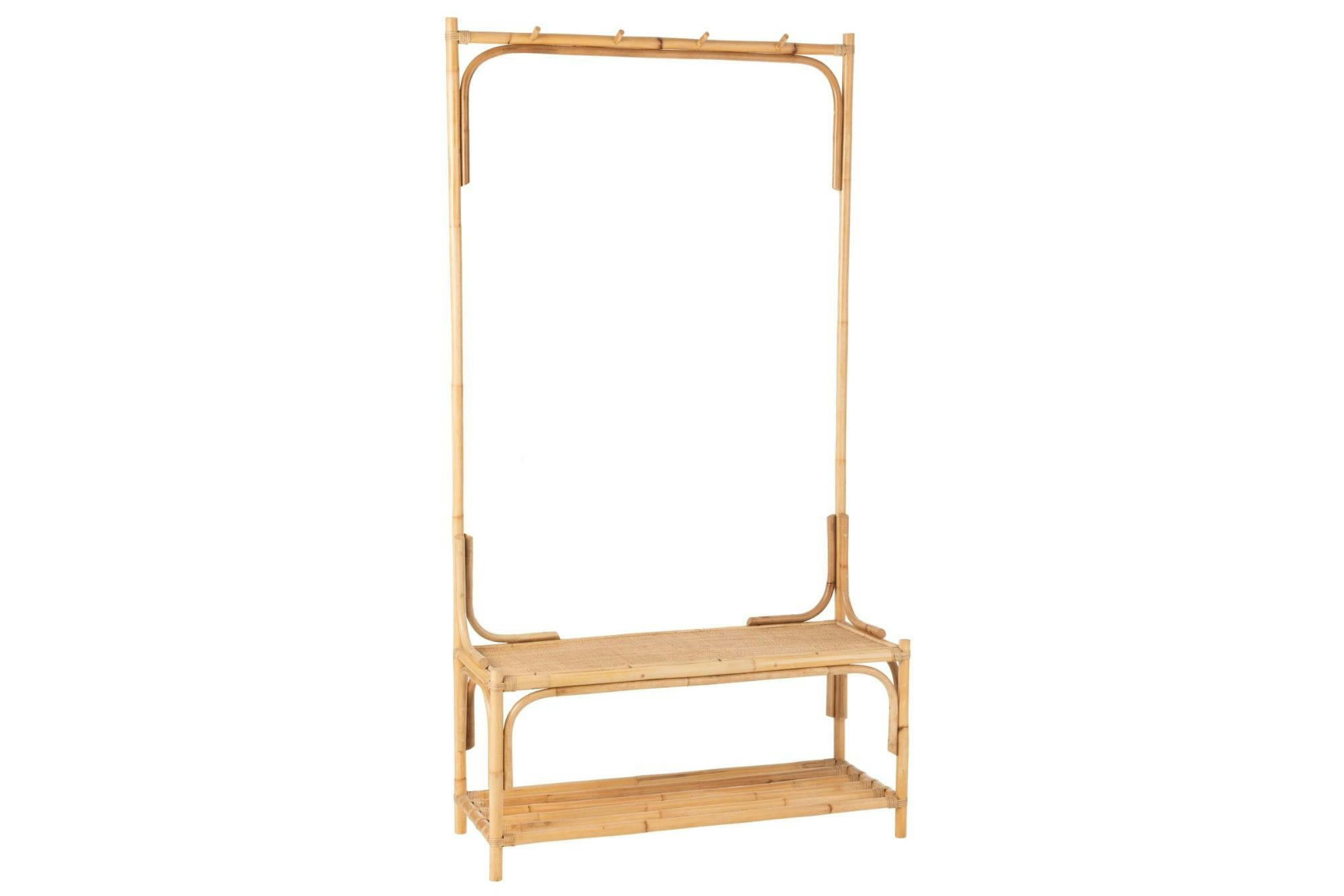 - Banc porte-manteau en rotin 4 patères L74