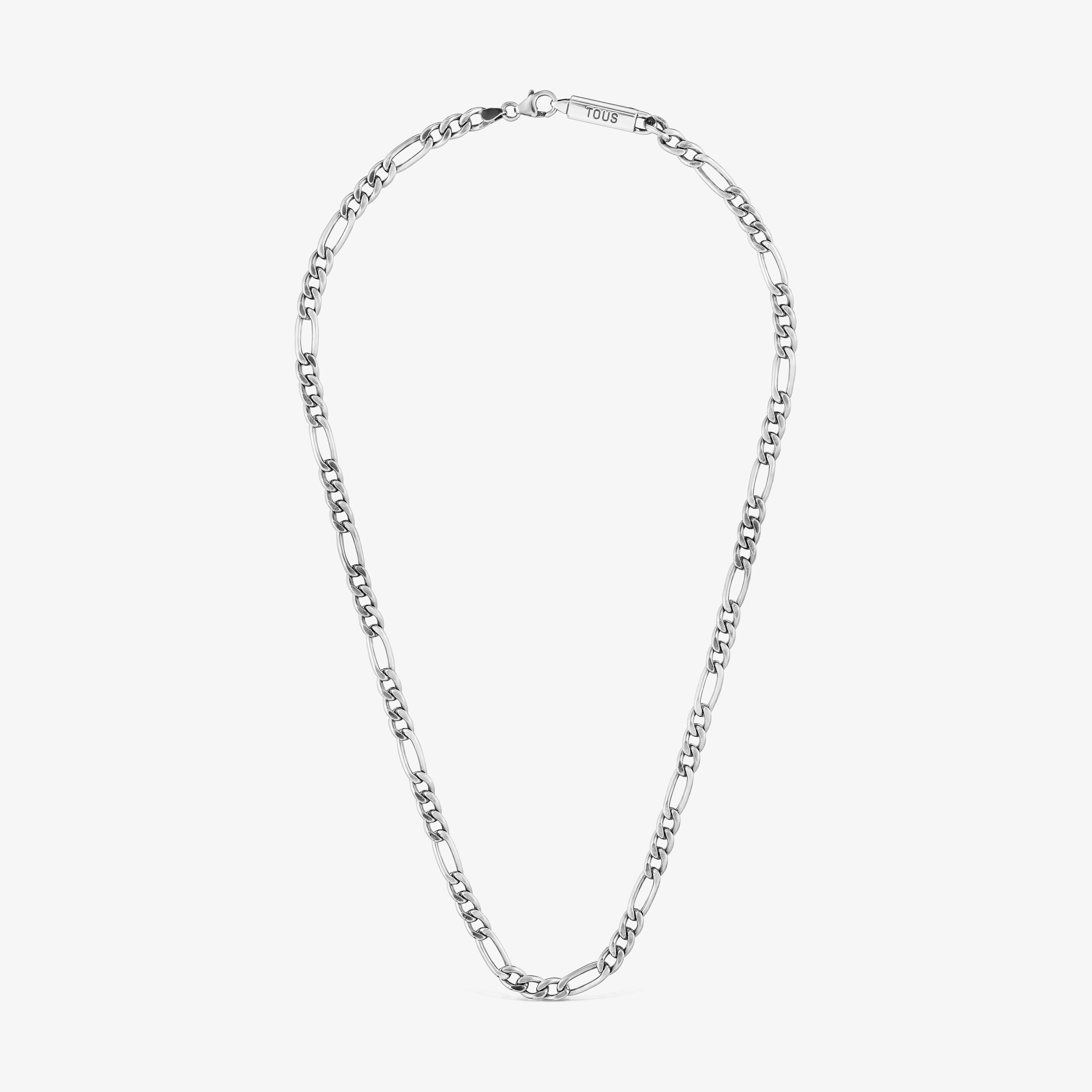 Collar corto cadena barbada de plata envejecida TOUS Man