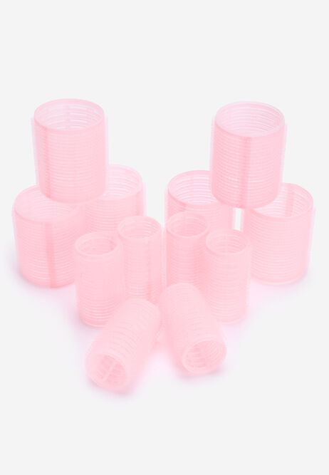 Womens 12pk Pink Velcro Self Hold Hair Roller Set