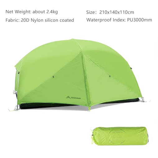 NNEOBA 2-Person Double-Layer Camping Tent Waterproof BackpackingGreen