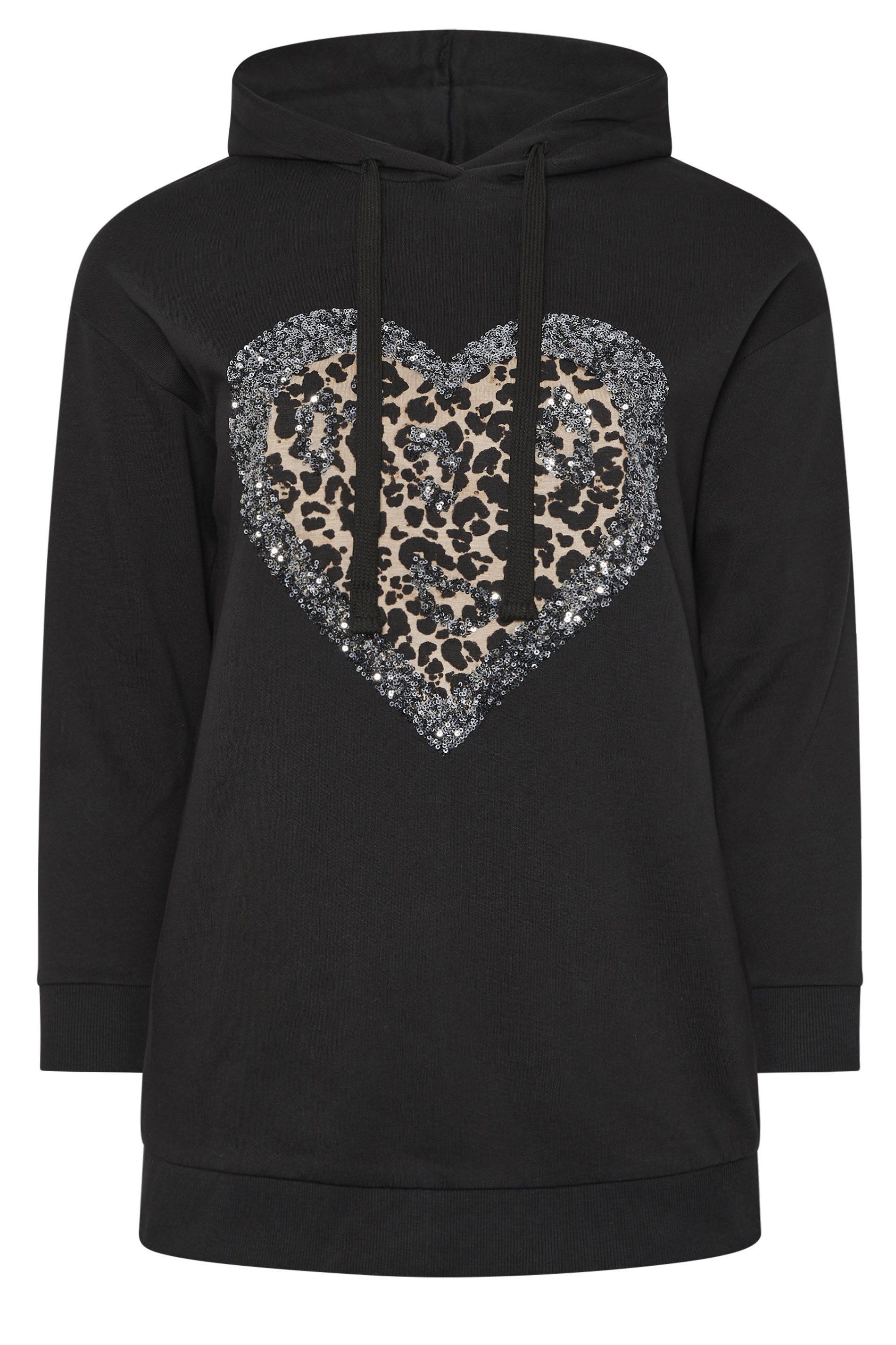 Yours Leopard Heart Sequin Hoodie