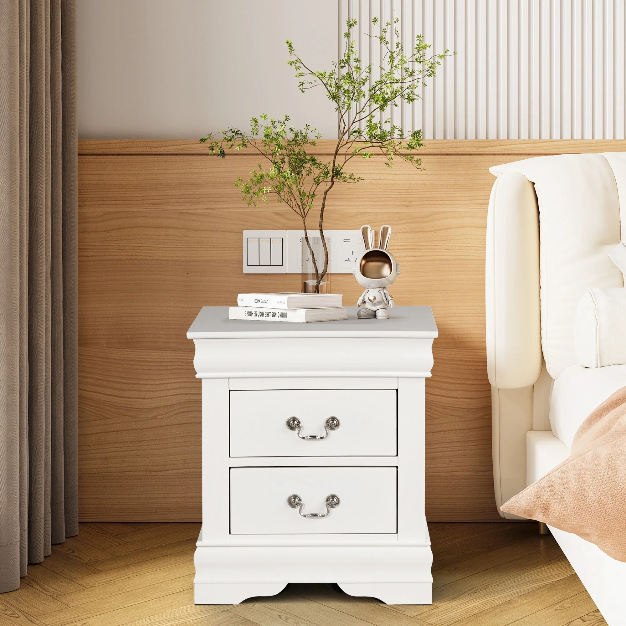 Modern White Two Drawers NightStand