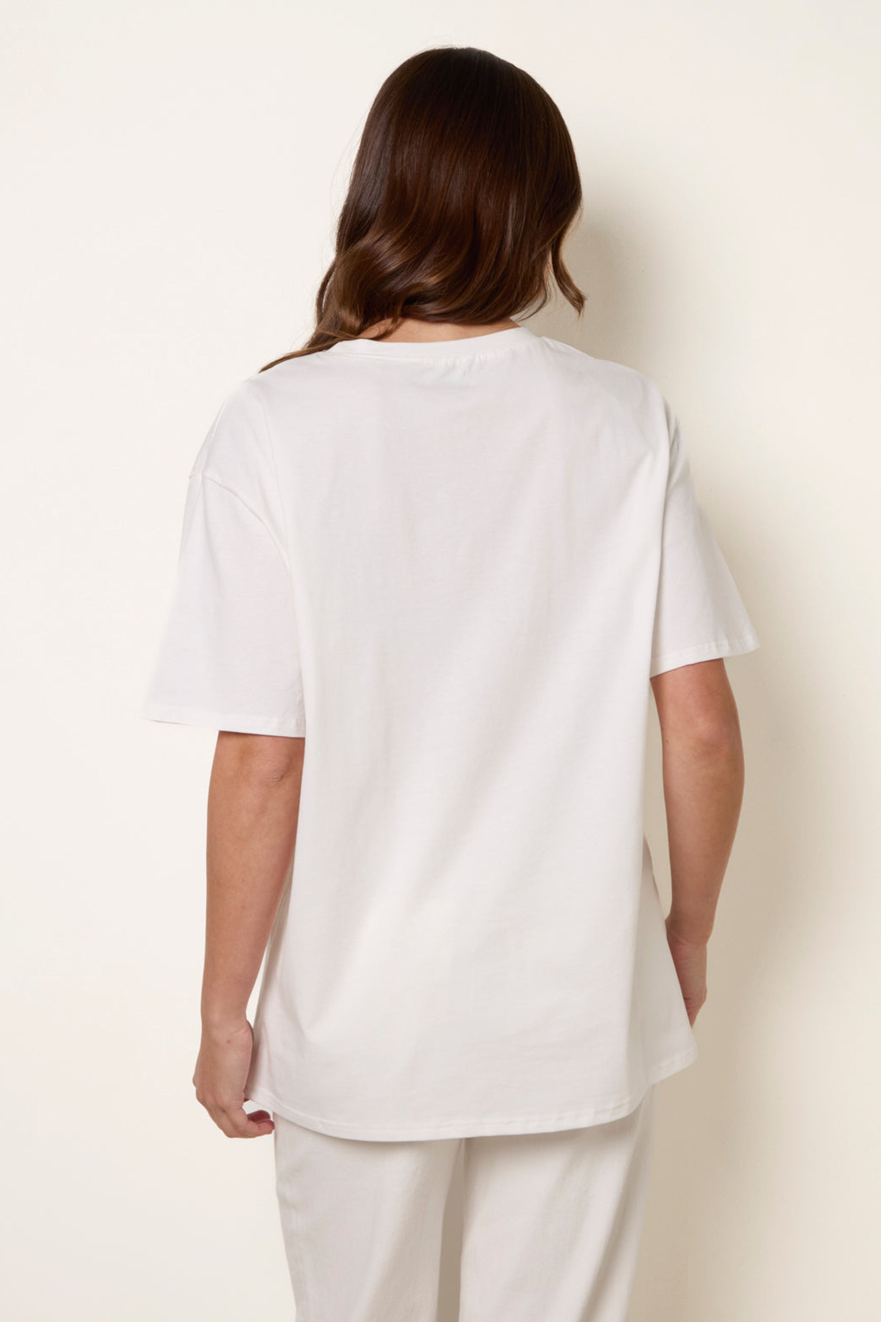 Blue Vanilla Ivory Mandarini Graphic Print Crew-Neck T-shirt
