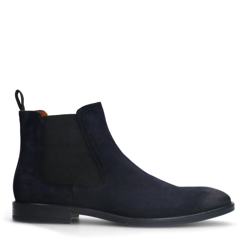 Manfield Blauwe suède chelsea boots