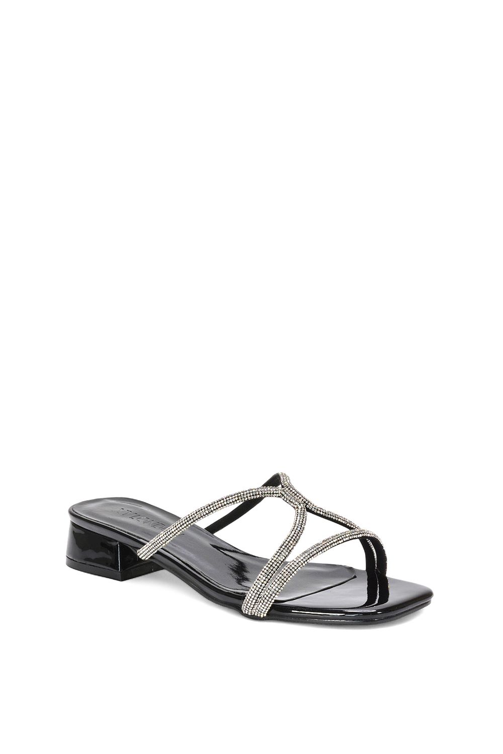 XY London Olivia' Low Block Heel Sandals With Crystal Details