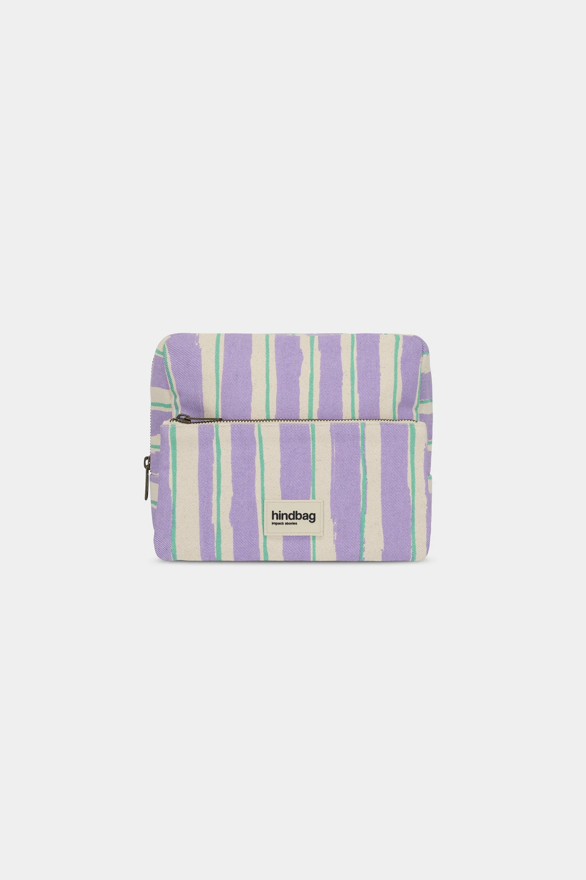 Trousse de toilette XL Alix Rayures Vert et Parme