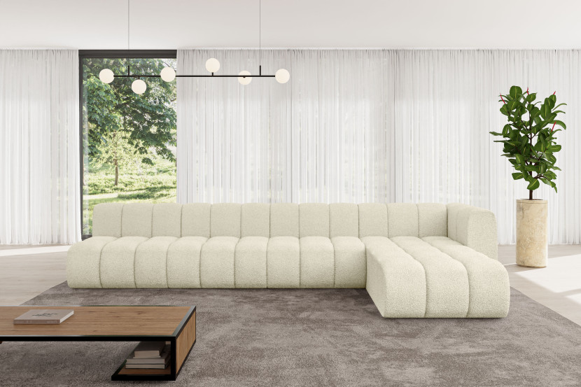 Narożnik prawostronny modułowy Darnel-L3 - 387x177x70 cm Beżowy