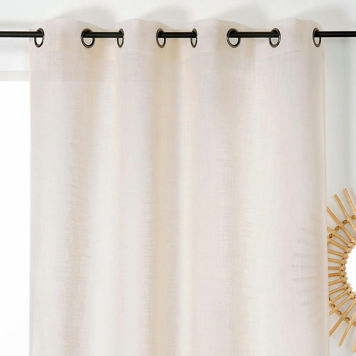 - Rideau tamisant et naturel en 100% lin ecru 145x260 cm