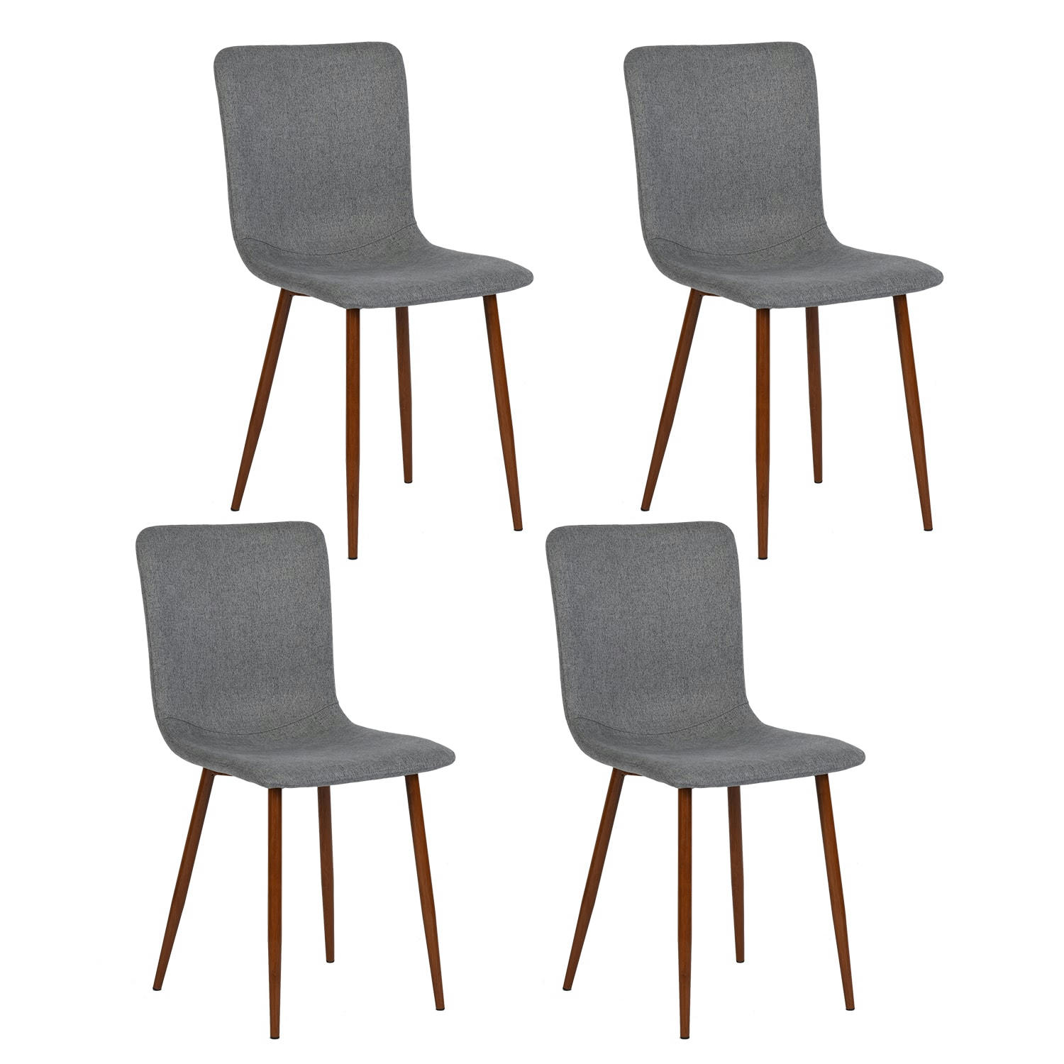 - Lot de 4 chaises de salle à manger rembourrées en tissu Gris