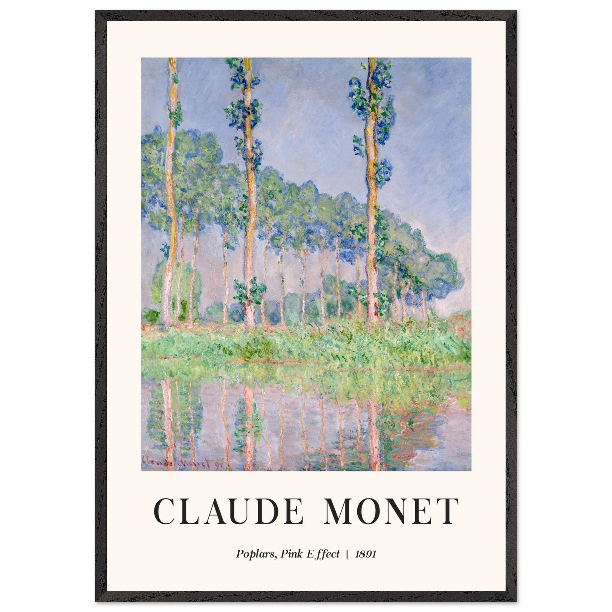 Artfulprints Poster met Lijst Claude Monet - Poplars, pink effect  - 70x100 cm - Meerkleurig