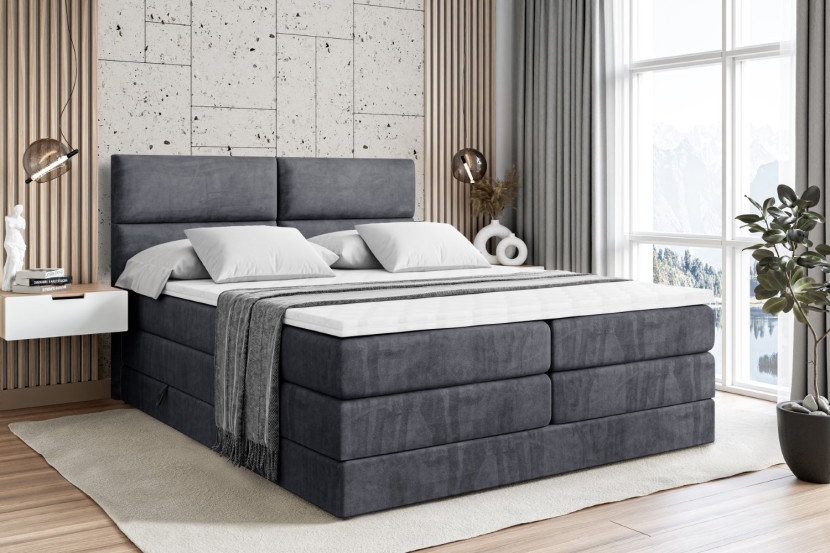 Łóżko kontynentalne z pojemnikiem i materacem H3|H4 BOXI3 KING 120x200 cm