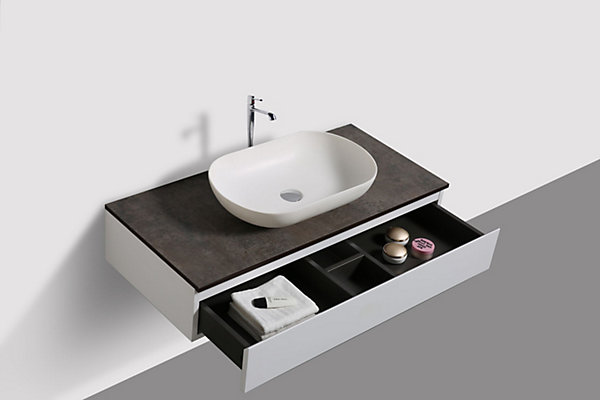 Ensemble de salle de bain Vision 1000 blanc mat - Sans miroir, cache, ni vasque à poser