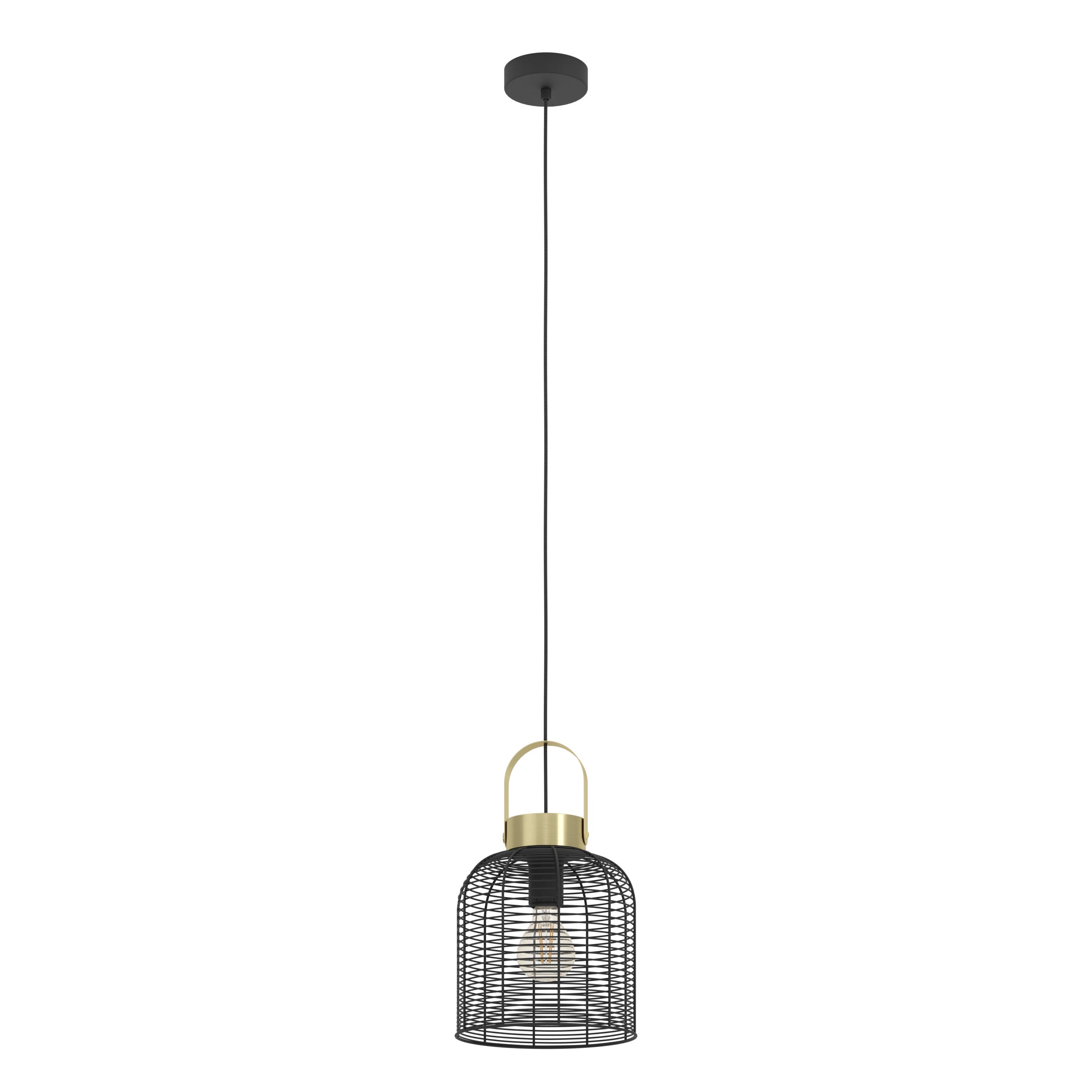 EGLO hanglamp Roundham - e27 - ø 22 cm - zwart/goud - staal