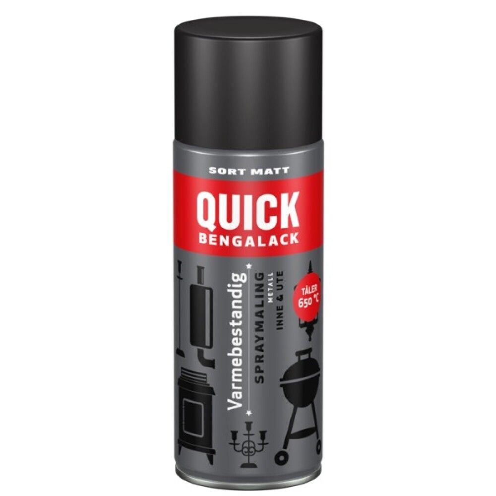 SPRAYMALING QUICK BENGALACK VARMEBESTANDIG SORT MATT 400ML
