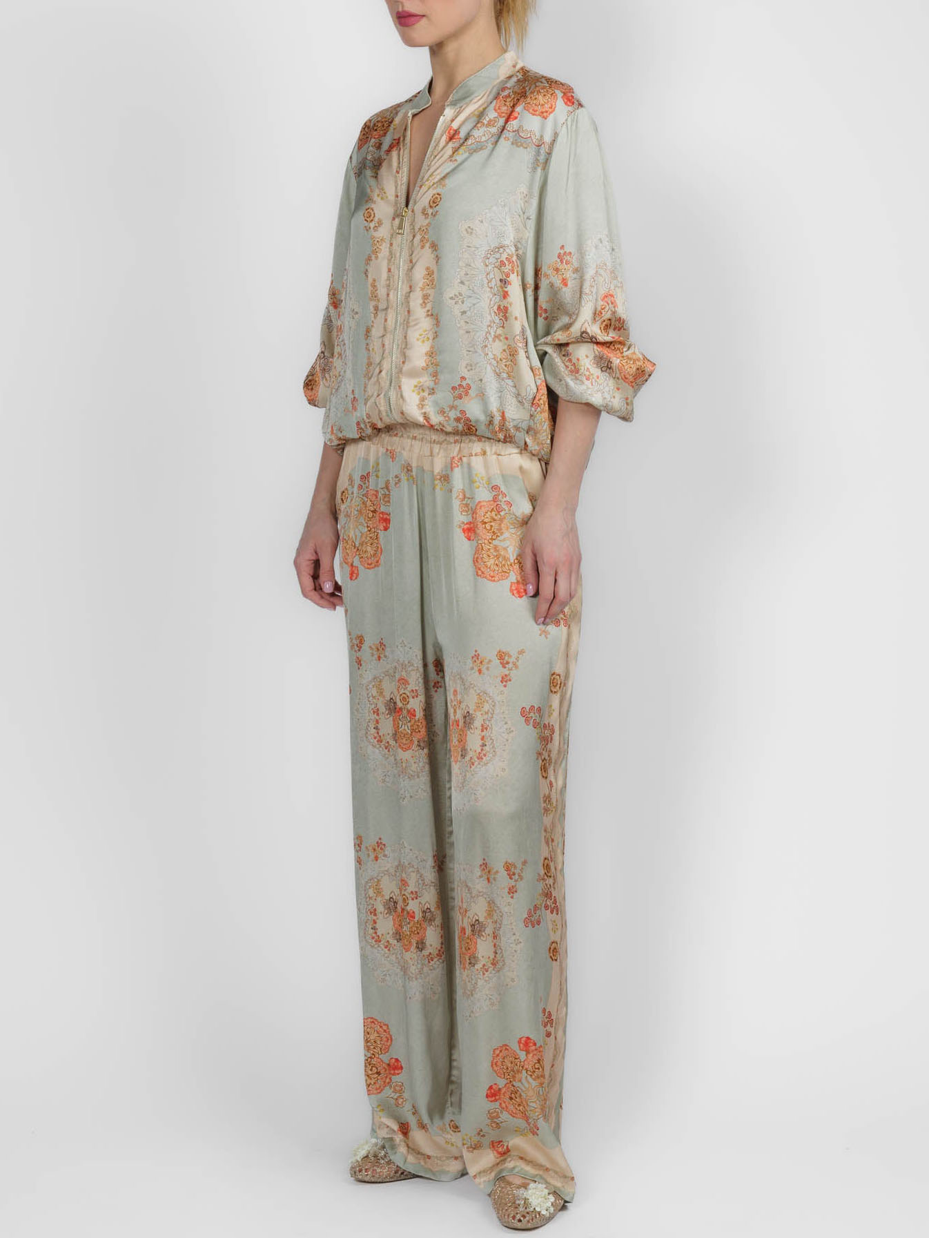 Retro Paisley Print Wide-Leg Pants