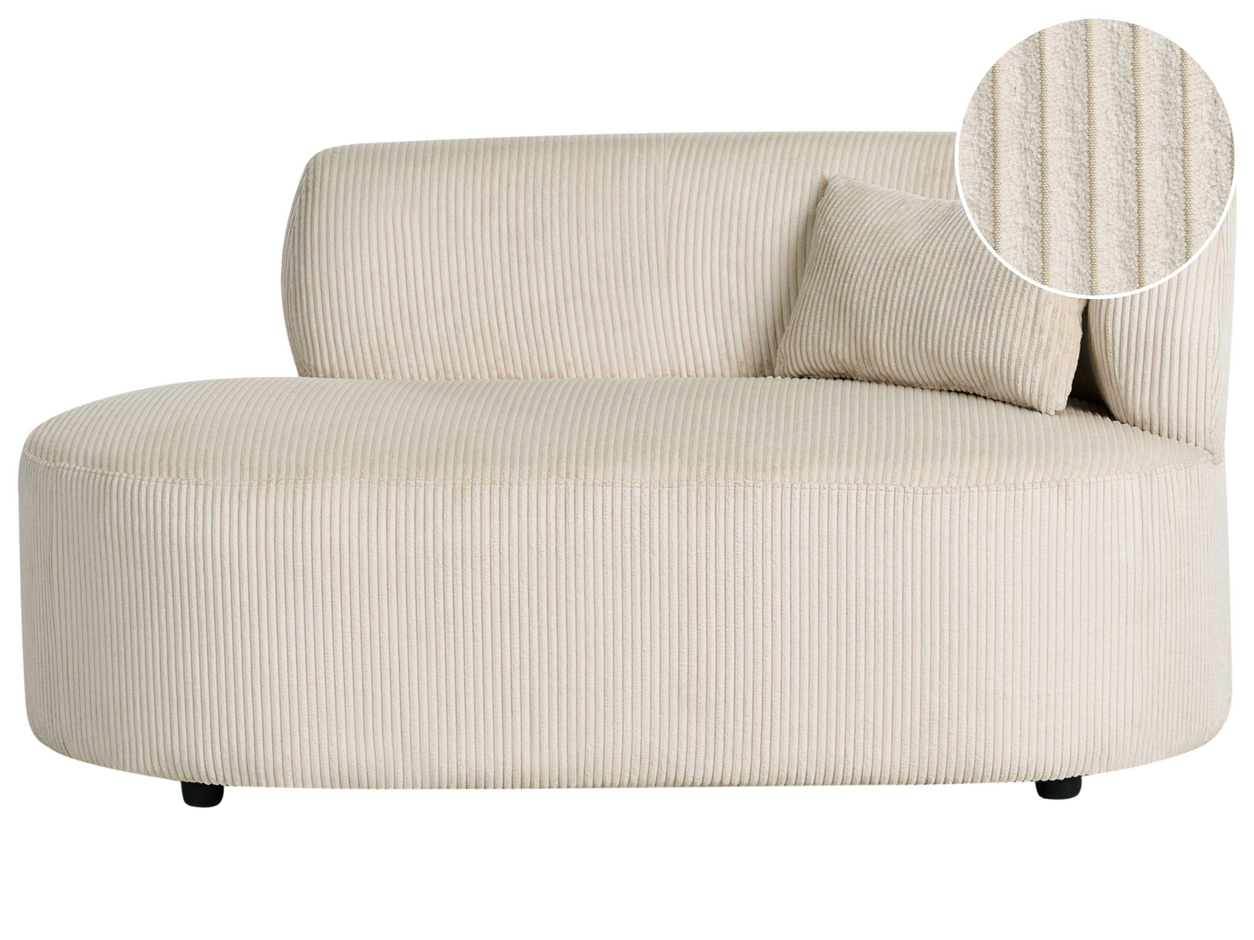 Left-Hand Chaise Longue VANVEY Corduroy Light Beige