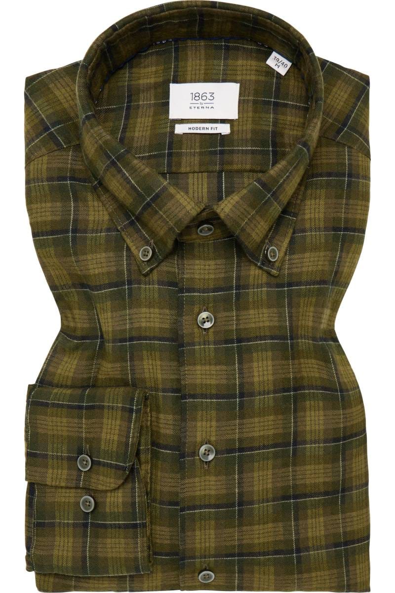 ETERNA 1863 Modern Fit Flanellhemd grün, Kariert