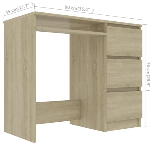 NNEVL Desk Sonoma Oak 90x45x76 cm Chipboard