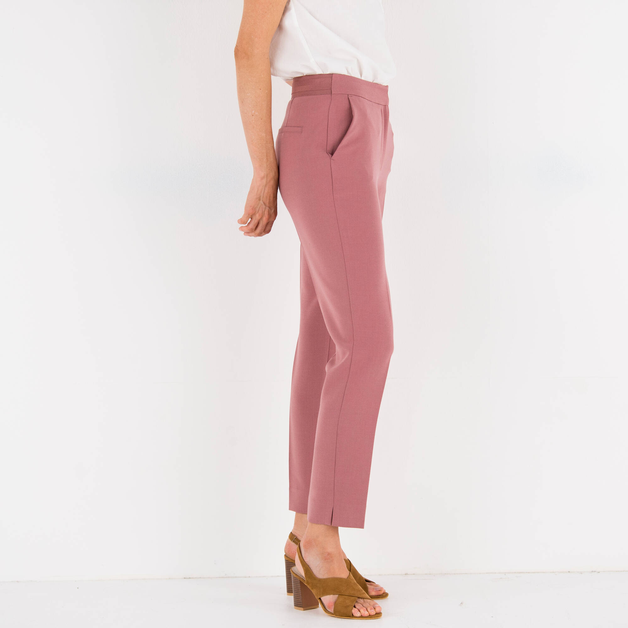 Pantalon 7/8ème coupe cigarette, uni