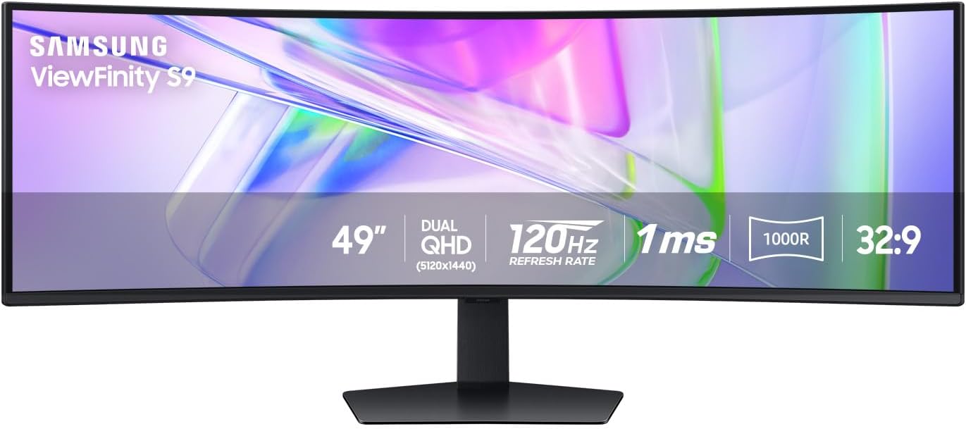 Samsung 49” Business Curved Ultrawide Dual QHD Computer Monitor  USB-C  DisplayPort  HDMI  120Hz  VESA DisplayHDR 400  Built-in Speakers  Height Adjustable Stand  Eye Care  LS49C954UANXZA  2024