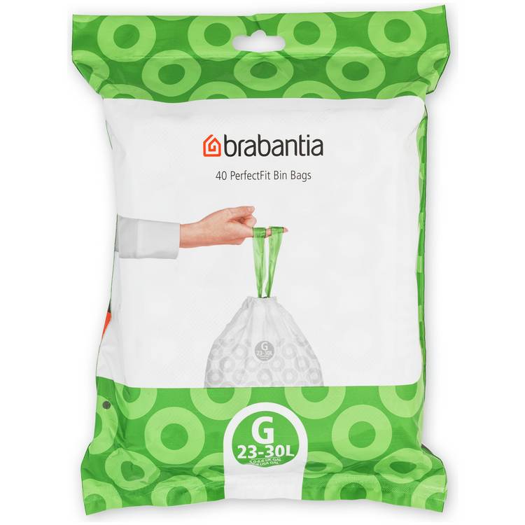 Brabantia 30L Perfect Fit Bin Liners Size G - Pack of 40