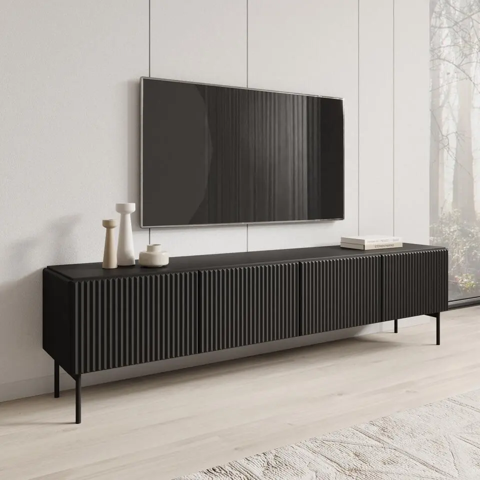 Meubella - Marajo - TV-Meubel - Zwart - 195 cm