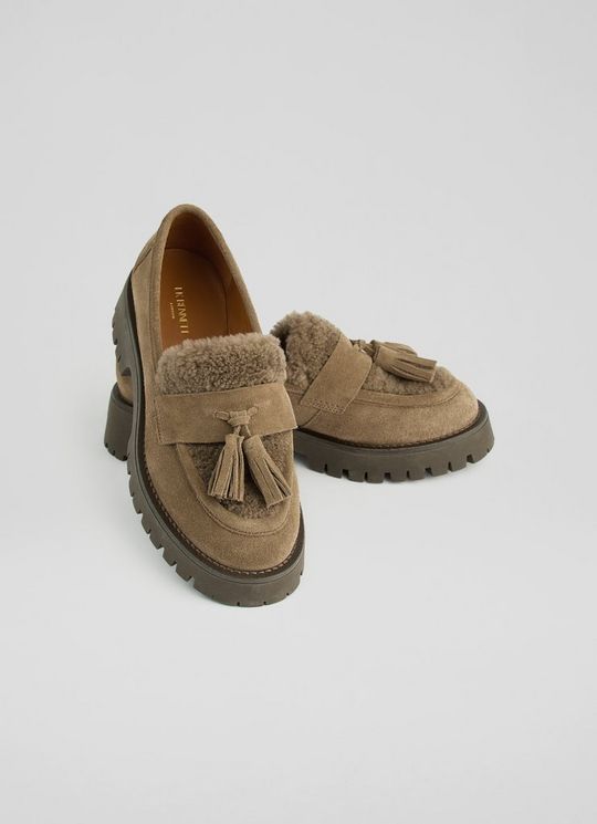 Shirley Taupe Suede Loafers