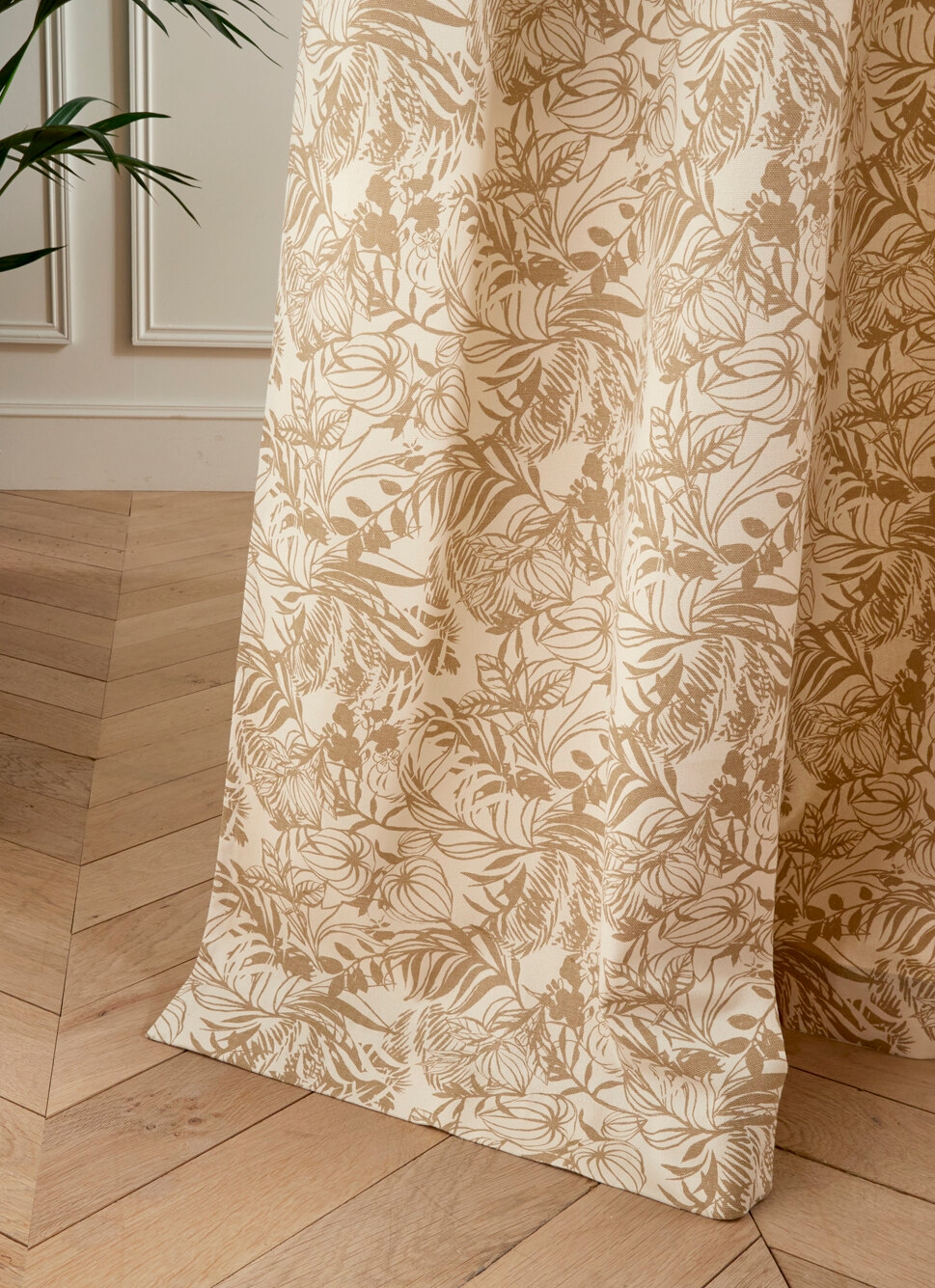 RIDEAU IMPRIMÉ FEUILLAGE EXOTIQUE PALI BRUN / BRONZE