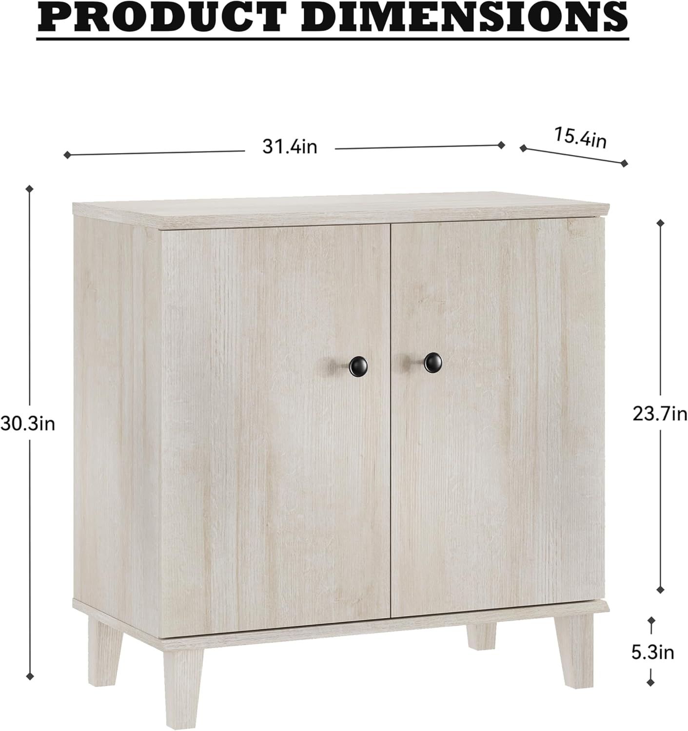 Modern Storage Cabinet 3 in 1 Buffet Storage with Wood Legs and Adjustable Shelf for Dinnig Room Living Room Entryway,Beige Oak