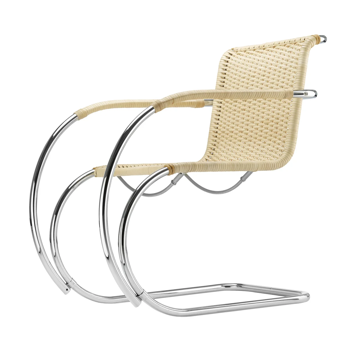 Thonet - S 533 RF Armlehnstuhl, Gestell verchromt / Korbgeflecht